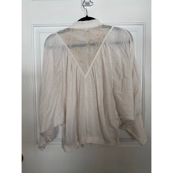 Anthropologie Peasant Top Womens Small Edda Embroidered Dolman Blouse Cream Boho - Picture 5 of 6